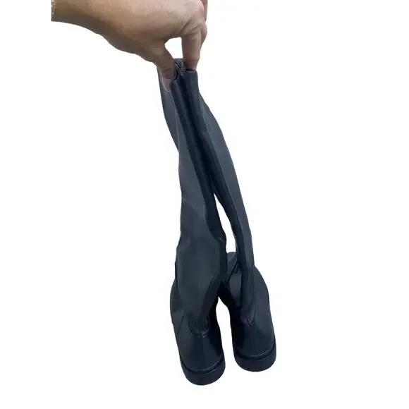 Vince Boots Carleigh Leather Riding Pull On Knee High 8.5 Black